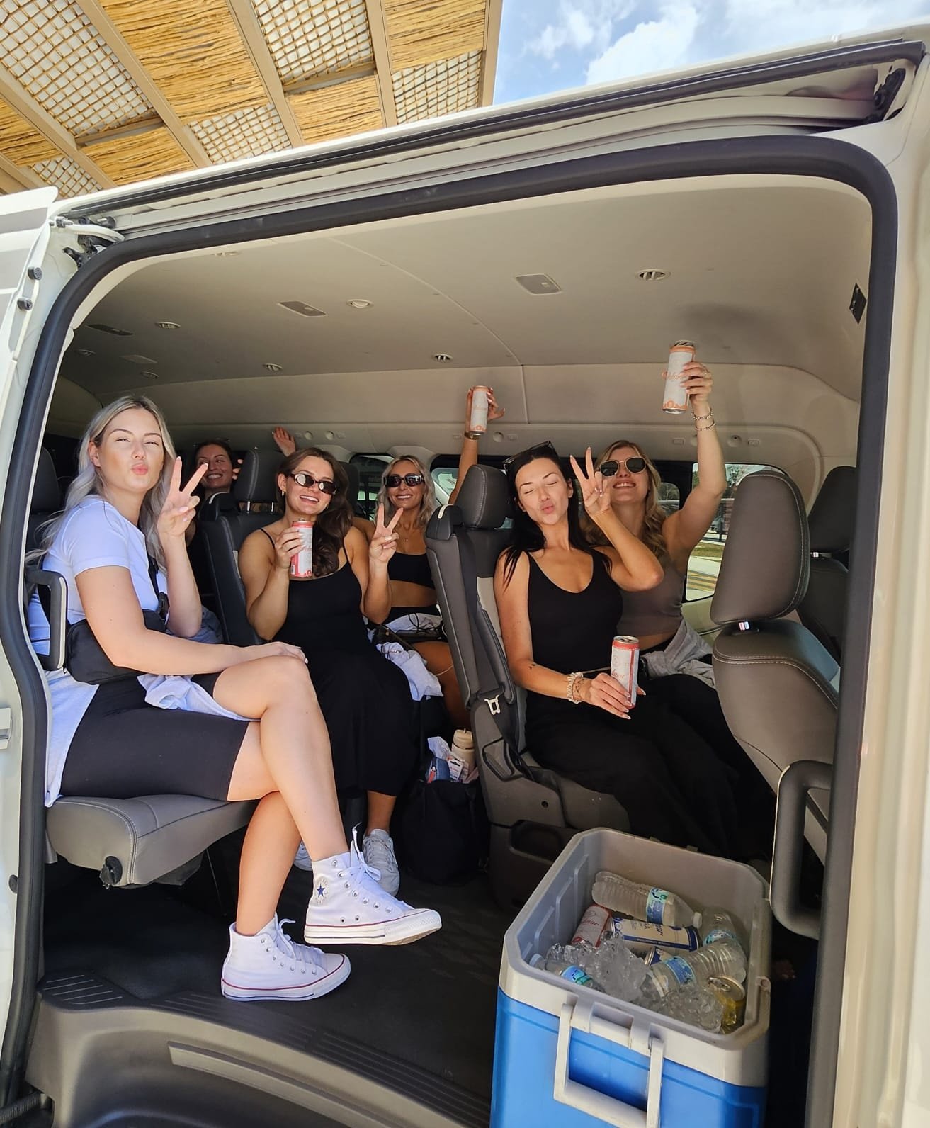 Tulum Private Transportation's group of bachelorettes at the Tulum Airport